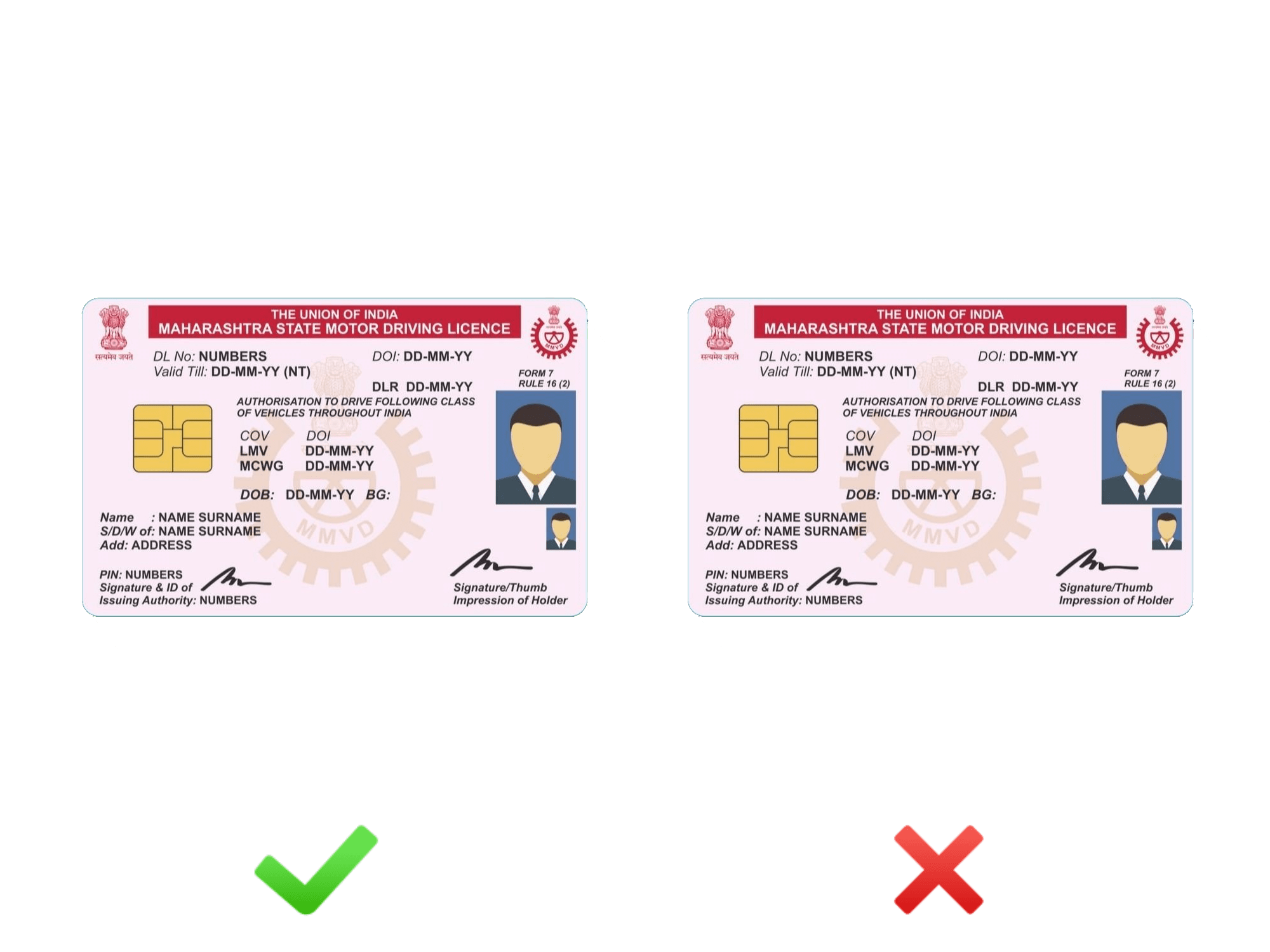 License/Aadhar Photo Example